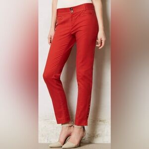 Anthropologie Red Ankle Chinos with Zipper